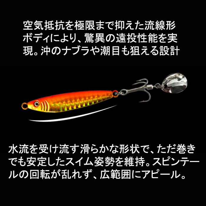 ブレードジグ 40g 3色セット トレブルフック リアトレブル S字 流線形