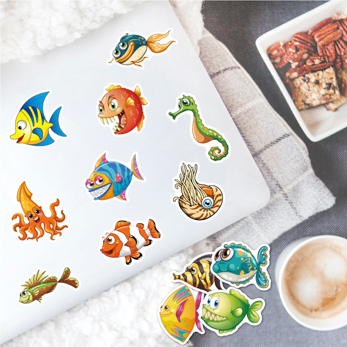 さかな ステッカー シール 魚 海洋生物 フィッシュ セット 104枚 防水