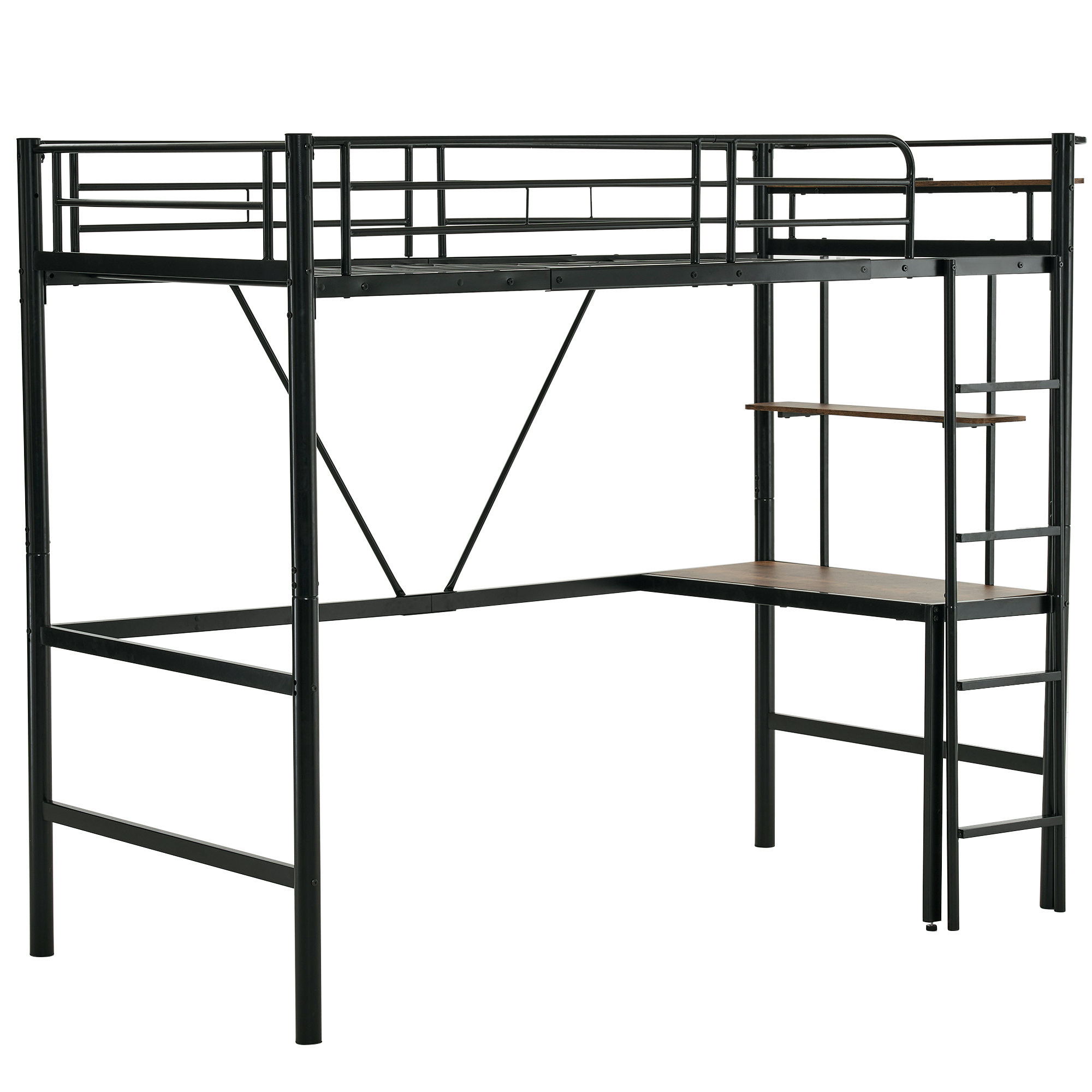 コンセント付きロフトベッド高さ170送料無料 スチール 耐震 ベッドBLACK