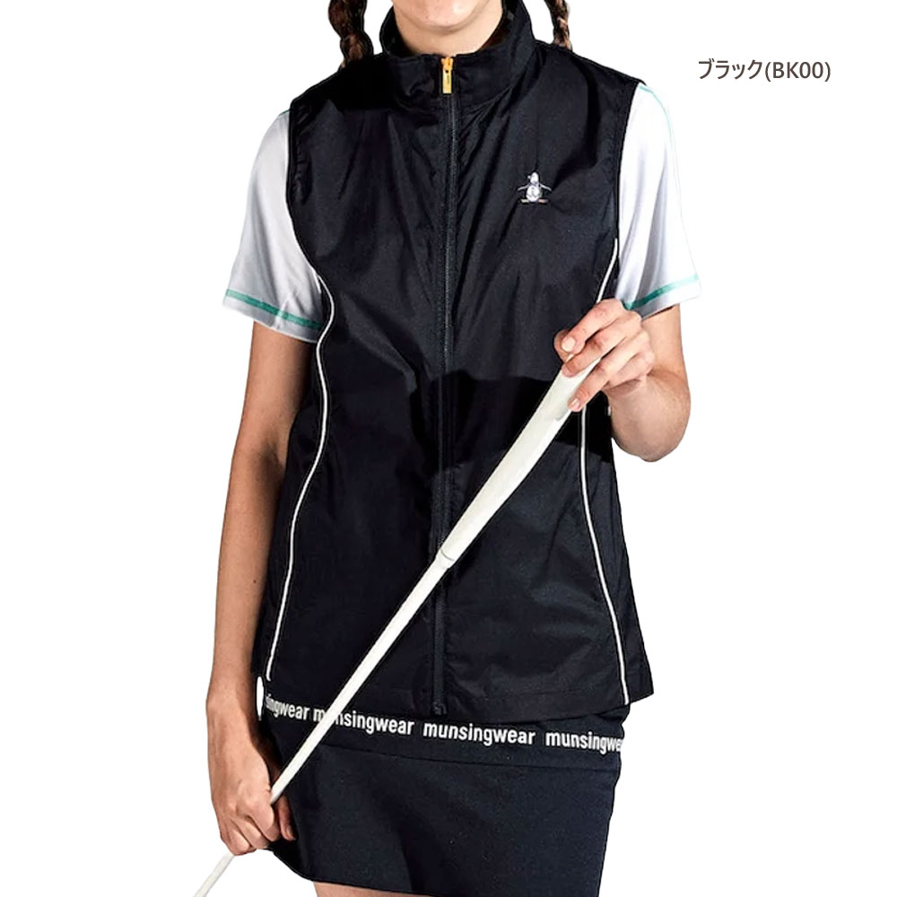 ● 新品 マンシング ウェア ベスト レディース L 黒 Munsingwear（マンシングウェア） ゴルフウェア リップストップベスト