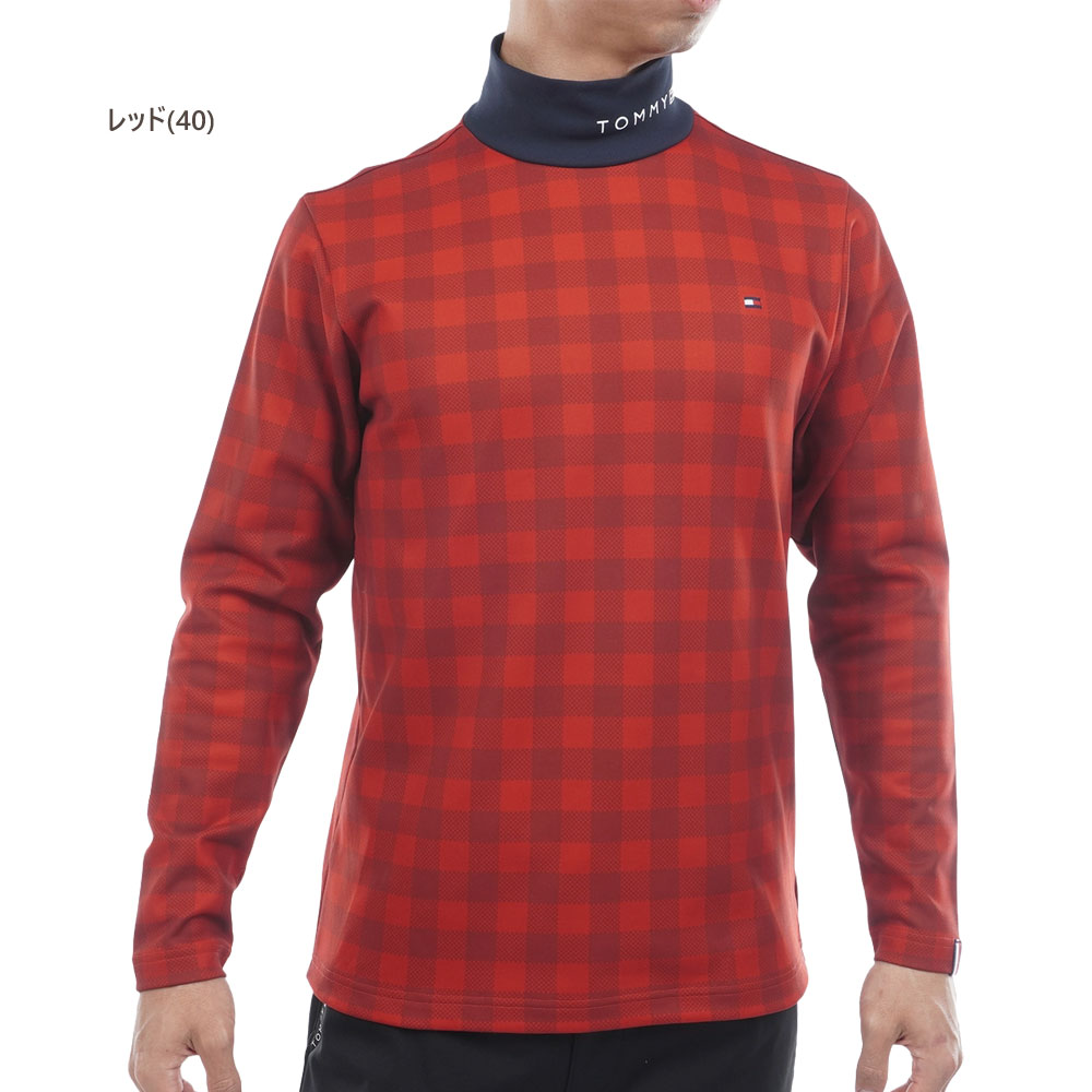 トミーヒルフィガー 長袖ハイネックシャツ 【L寸】レッド thma569 トミーヒルフィガー（Tommy_Hilfiger） チェック柄 長袖ハイネック