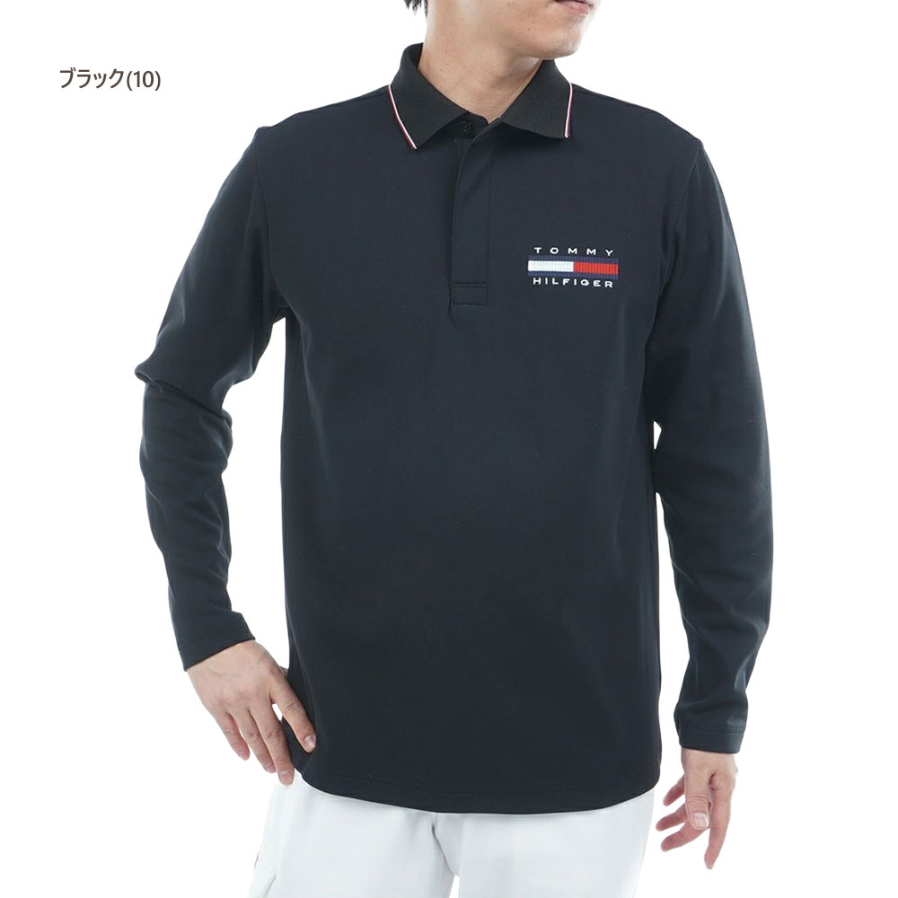   - 新品 トミーヒルフィガー L 刺繍ロゴ ストレッチ ポロシャツ 黒 ゴルフにも TOMMY HILFIGER GOLF（トミー ヒルフィガー ゴルフ） セール/40％OFF