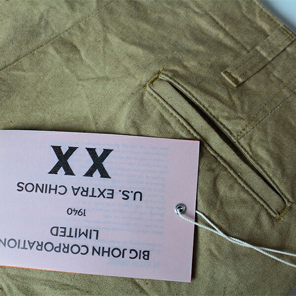 BIGJOHN XX EXTRA チノTAPERD 【新品&未使用品】32インチ Big John BIG JOHN ビッグジョン メンズ XX EXTRA CHINOS TAPERD