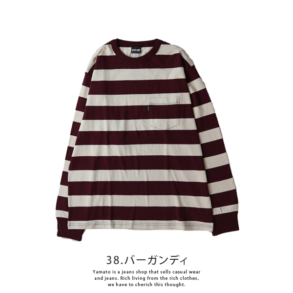 Schott Tシャツ ショット ロンT ワイド ボーダー ポケット 長袖 WIDE 