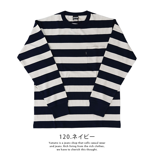 Schott N.Y.C ショット WIDE BORDER POCKET T-SHIRT メンズ ロン