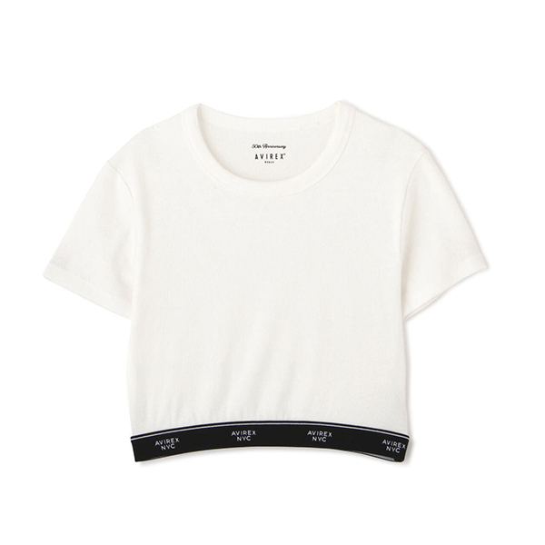 AVIREX アビレックス レディース トップス 半袖 Tシャツ LOGO RUBBER TAPE TOPS ロゴラバーテープトップス クロップド丈 スポーティ かっこいい 7835135603 AVIREX アビレックス レディース トップス 半袖 Tシャツ LOGO