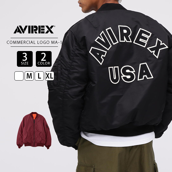 AVIREXアヴィレックス　アーチロゴ　中綿　MA-1 ブラック(L)メンズ AVIREX（アヴィレックス） アビレックス MA-1 フライトジャケット 中綿