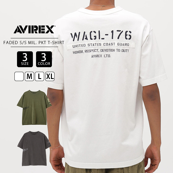 AVIREX Tシャツ　7.62mm弾跡 AVIREX（アヴィレックス） アビレックス メンズ Tシャツ 半袖 FADED S