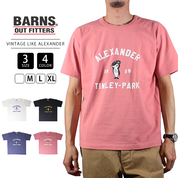 BARNS OUTFITTER バーンズアウトフィッターズ Tシャツ 半袖 VINTAGE LIKE S/S T SHIRT ALEXANDER  BR-23303 0804