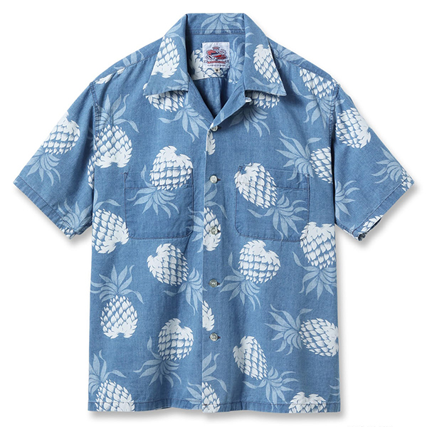 SUN SURF DUKE KAHANAMOKU INDIGO COTTON HAWAIIAN SHIRT “DUKE'S