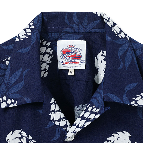 SUN SURF DUKE KAHANAMOKU INDIGO COTTON HAWAIIAN SHIRT “DUKE'S