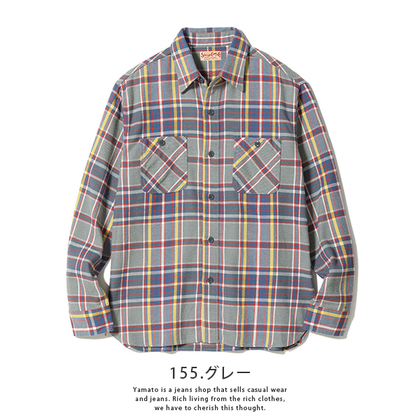 Sugar Cane チェックシャツ SUGAR CANE シュガーケーン 長袖 シャツ チェックシャツ グレー ブルー