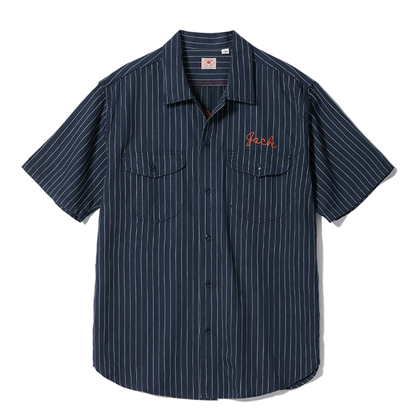 〈新品〉SUGAR CANE 半袖ワークシャツ Lサイズ ストライプ SUGAR CANE Sugar Cane シュガーケーン メンズ トップス 半袖