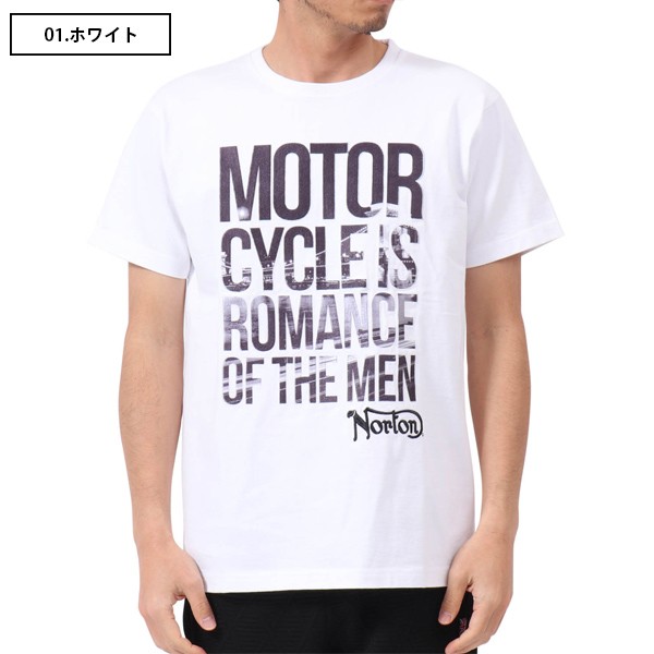 NORTON ノートン Tシャツ 半袖 メンズ トップス 昇華転写 ステッチ T バイカー バイク乗...