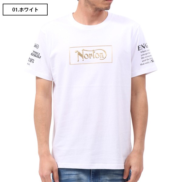NORTON ノートン Tシャツ 半袖 メンズ トップス メタル エンボス ボックス T バイカー ...