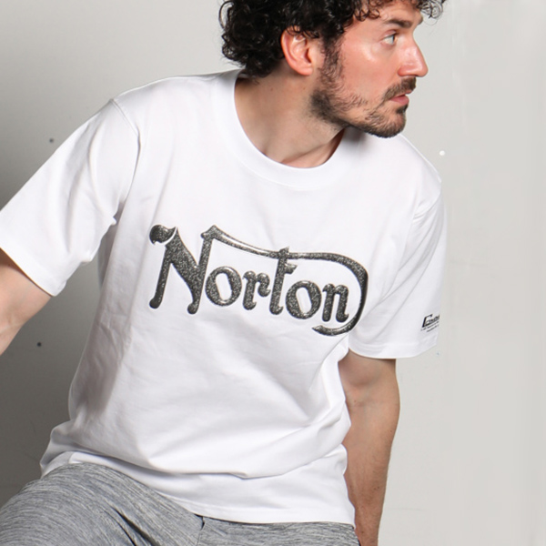 Norton ファッション 服 ノートン Tシャツ 半袖 ロゴT ウェルダー加工 バイク バイカー ...
