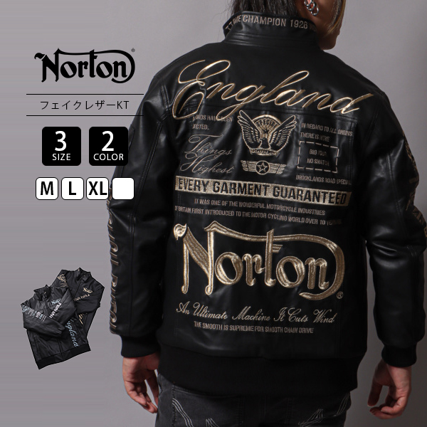 Norton ファッション 服 ノートン 中綿フェイクミリタリーレザージャケット メンズ 233N1606B 1110 父の日 プレゼント