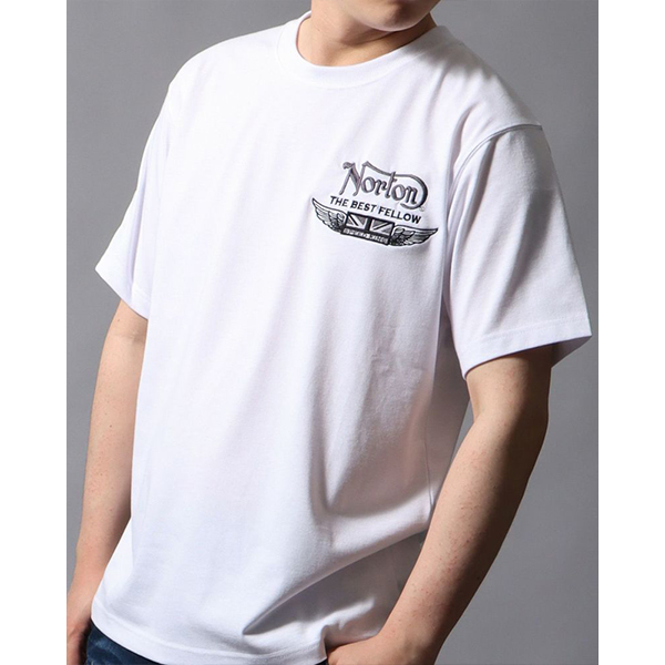 バイカーノートンスウェットロンT刺繍ワッペンブラックイギリス古着 ノートン Norton メンズ 半袖 Tシャツ ドライ モノトーン