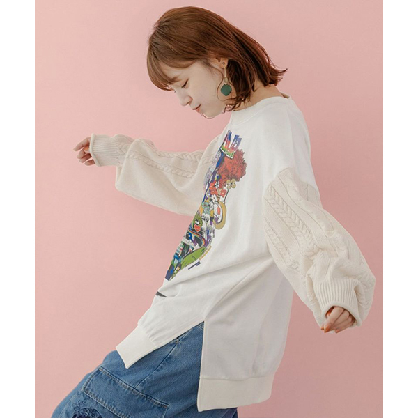 未使用　is scolar イズスカラー　シフォン重ね刺繍プルオーバー　ドルマン iS ScoLar シャツ is イズ スカラー 552209 蝶舞う花畑プリント
