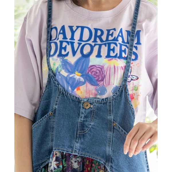 Scolar スカラー レディース 春夏トップス 半袖 Tシャツ 女の子 ネコ 花柄 アート メルヘン スプレー パステル調 ガーリー カジュアル 151677 0829 ScoLar Scolar スカラー レディース 春夏トップス 半袖 Tシャツ