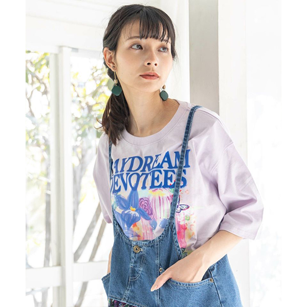 Scolar スカラー レディース 春夏トップス 半袖 Tシャツ 女の子 ネコ 花柄 アート メルヘン スプレー パステル調 ガーリー カジュアル 151677 0829 ScoLar Scolar スカラー レディース 春夏トップス 半袖 Tシャツ