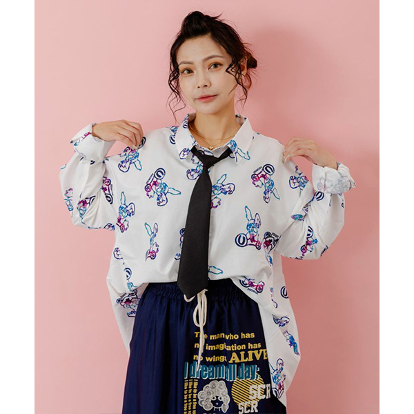 ScoLar（スカラー） レディース トップス 長袖 シャツ 柄シャツ パチ