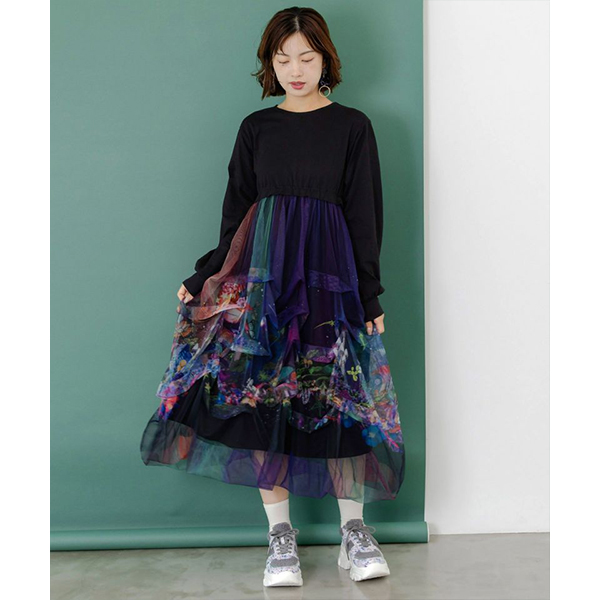 【ROKSANDA】パネルプリーツ マルチカラー総柄バルーン袖SILKワンピース hs-ch-127-h9.jpg