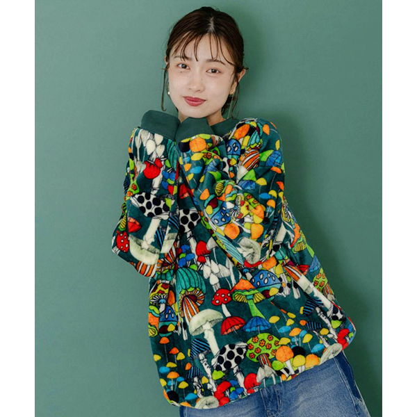 ScoLar（スカラー） レディース トップス クルーネック きのこ柄 宇宙