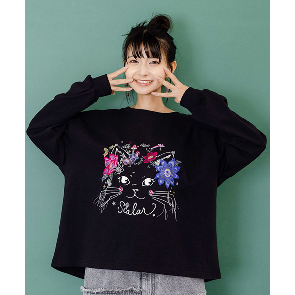 ScoLar（スカラー） レディース トップス プルオーバー 長袖 ミニ裏毛