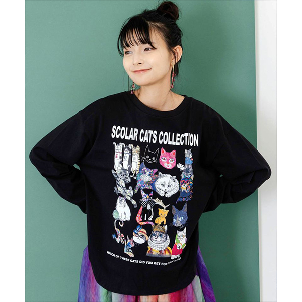 ScoLar（スカラー） レディース トップス 長袖 Tシャツ スカラーねこ