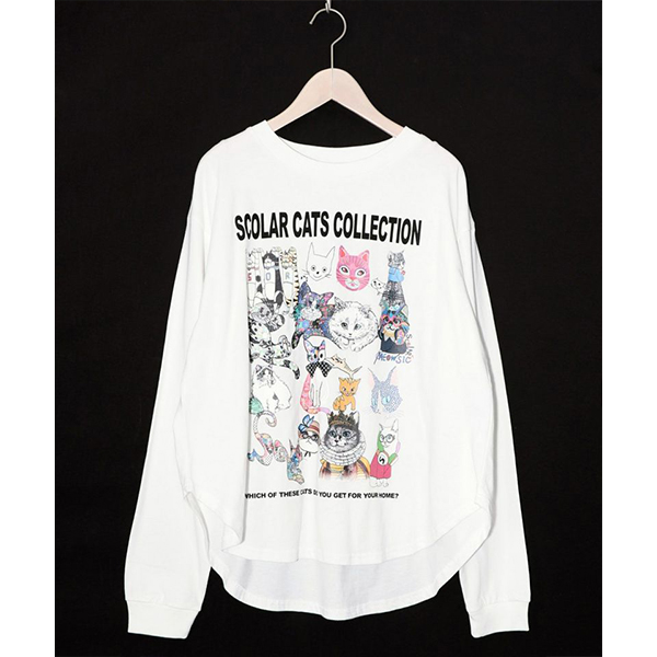ScoLar（スカラー） レディース トップス 長袖 Tシャツ スカラーねこ
