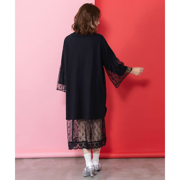 ScoLar（スカラー） レディース ロング丈 チュニック アート柄 袖 裾