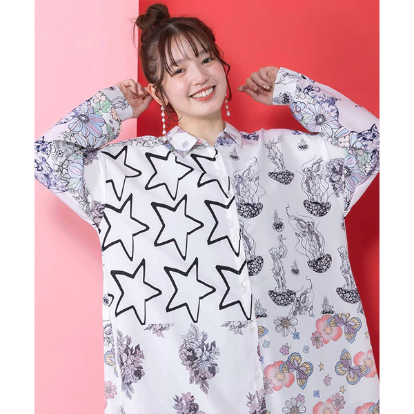 ScoLar（スカラー） レディース ワンピース ロング丈 長袖 シャツ