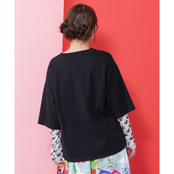 ScoLar（スカラー） レディース トップス Tシャツ 長袖 花 ねこ 花柄