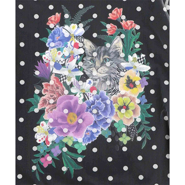 ScoLar（スカラー） レディース 半袖 ドットチュール 重ね 花 猫 ネコ