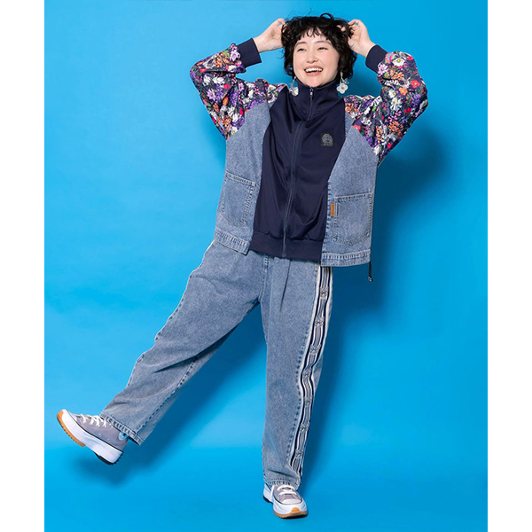 ScoLar（スカラー） デニムパンツ 蝶ラインテープ フリーサイズ