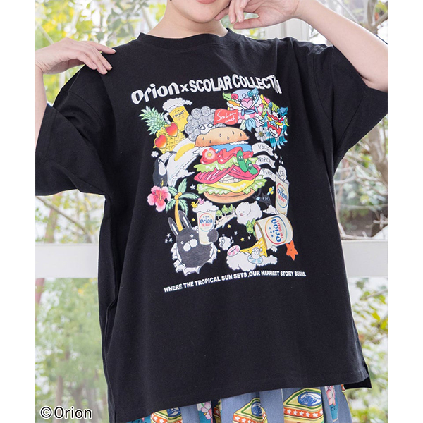 【scolar】半袖シャツ ORION×ScoLar リゾート柄シャツ オフホワイト スカラーコラボ スカ子柄
