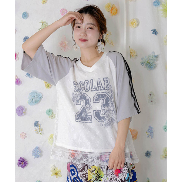 ScoLar（スカラー） レディース トップス 半袖 Tシャツ ナンバリング
