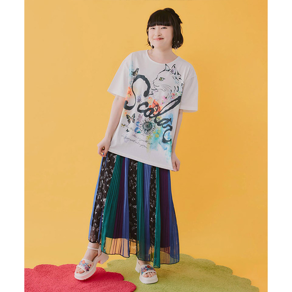 ScoLar（スカラー） レディース ロングスカート ひざ下 楊柳シフォン