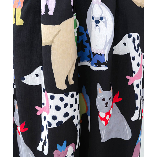 新品　スカラー　犬柄パンツ　総柄パンツ　Ｍ ScoLar（スカラー） ボトムス レディース リラックス ワイドパンツ