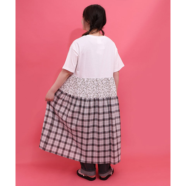 ScoLar（スカラー） レディース ワンピース 異素材 切替 ロング丈 夏
