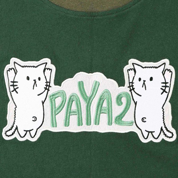 ScoLar Parity スカラーパリティ ユニセックス ロンT 長袖 Tシャツ ボーダー 切替え ぱやぱやのネコ ししゅう アップリケ 343119 0117 ScoLar Parity スカラーパリティ ユニセックス ロンT 長袖 T