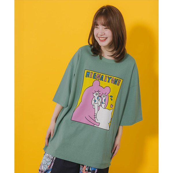 ScoLar Parity スカラーパリティ トップス 半袖 Tシャツ ネコとクマ チンアナゴ イラスト キャラクター ビッグシルエット オーバーサイズ ゆったりサイズ 352113 ScoLar Parity スカラーパリティ トップス 半袖 Tシャツ ネコと