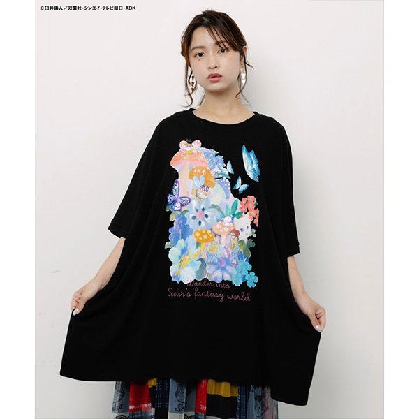 カラフル アート柄 長袖 チュニック ScoLar（スカラー） クレヨンしんちゃん コラボ 野原家 花柄 メルヘン