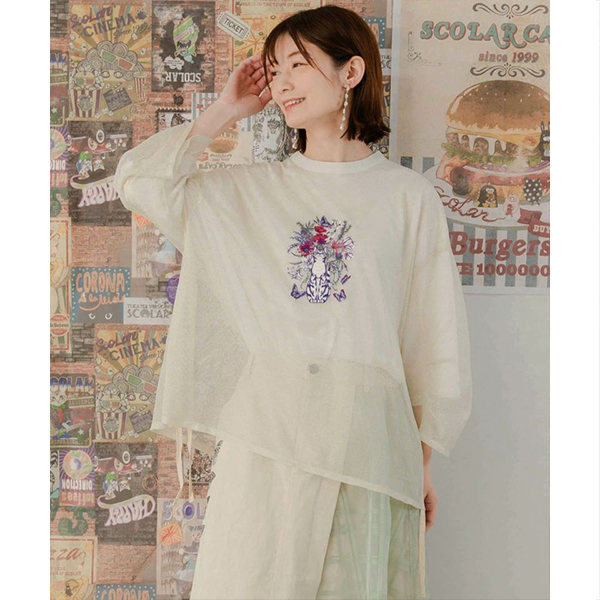 ScoLar（スカラー） iS ScoLar イズスカラー ネコ 花 刺しゅう