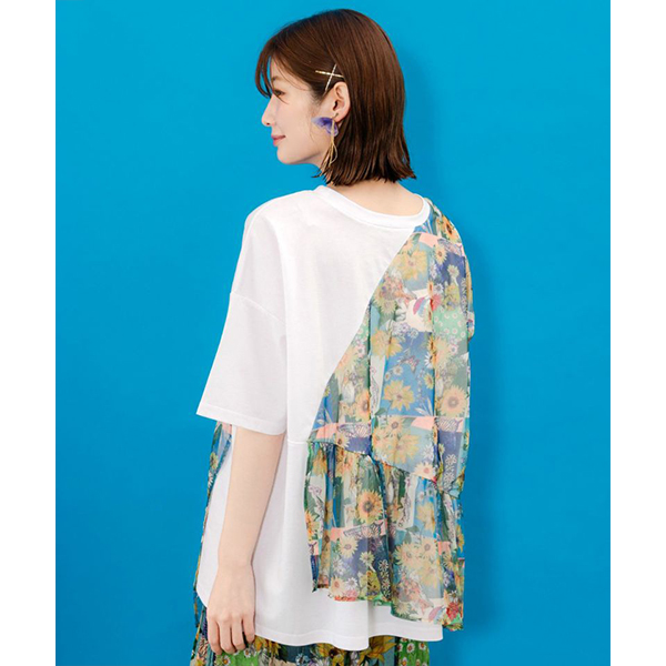 ScoLar スカラー レディース トップス 七分袖 キッチンのこびと柄 カットソー 花柄 メルヘン きれいめ ナチュラル ガーリー 152763 ScoLar トップス スカラー 152763 キッチンのこびと柄 刺繍プル