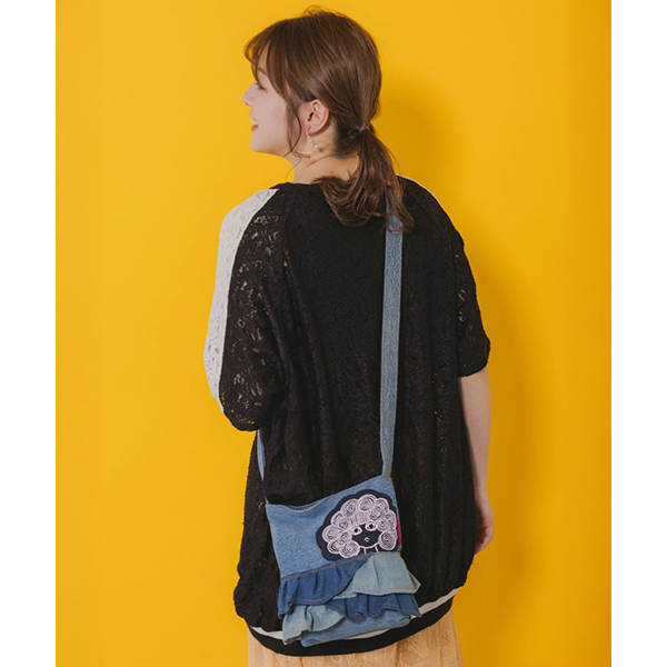 ScoLar Scolar スカラー トップス ユーズドデニム フリル ショルダー