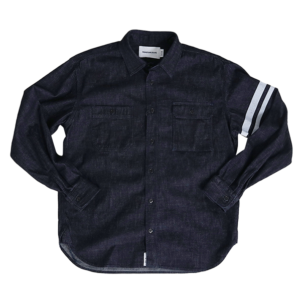 【美品】桃太郎トリプルステッチ L/S ジャカード シャツ - サイズM￼ 471-mmls3001_1.jpg