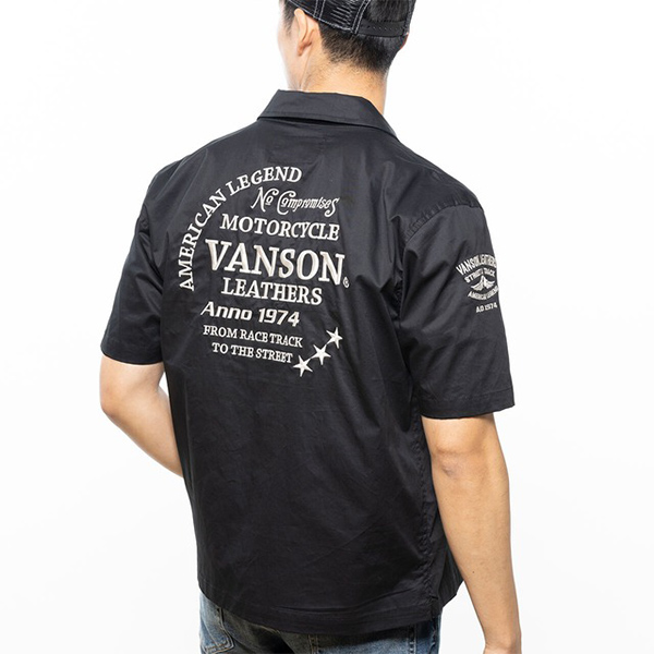 VANSON シャツ バンソン メンズ 半袖 ワークシャツ バイク乗り 