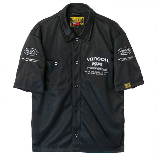 VANSON（バンソン） メンズ トップス 半袖 ワークシャツ メッシュ